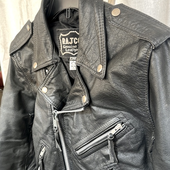 Vintage Leather Biker Moto Jacket Coat - Small - Picture 2 of 5